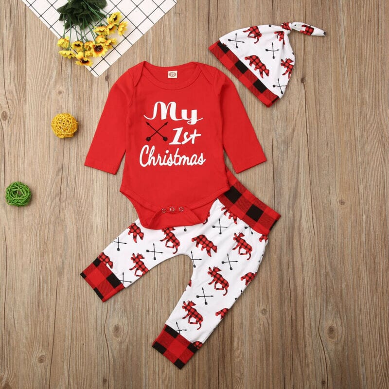 Christmas Letter Romper Pant & Hat - Image 6