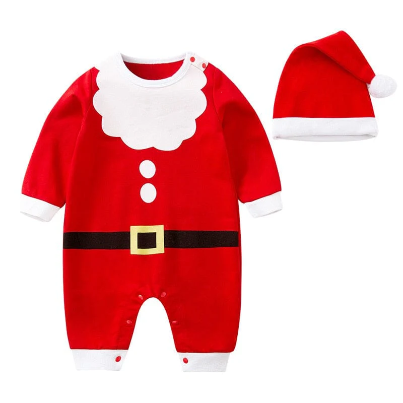 Christmas Long Sleeve Baby Jumpsuit & Hat Set - Image 2