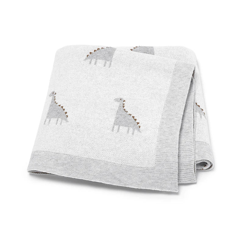 Dino Cotton Baby Blanket – Knitted Newborn Swaddle - Image 10