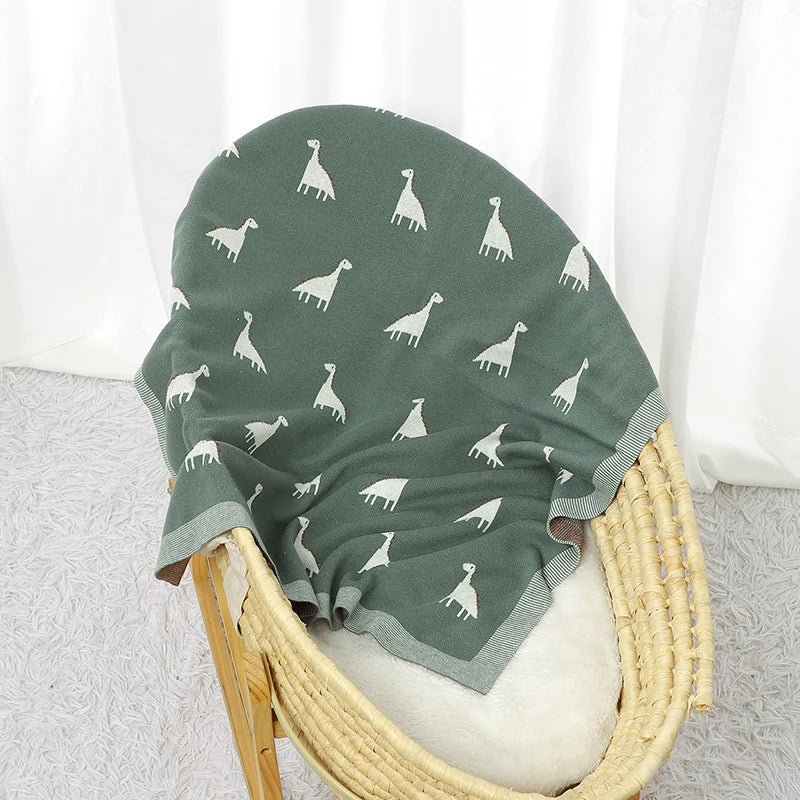 Dino Cotton Baby Blanket – Knitted Newborn Swaddle - Image 2