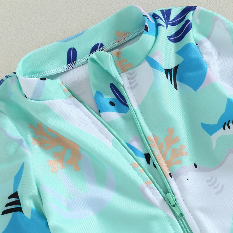 Girls Long Sleeve Swimsuit – Sea Animal Print - Image 11