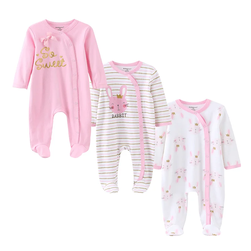 Cozy Autumn Cotton Rompers – Newborn 3-Pack