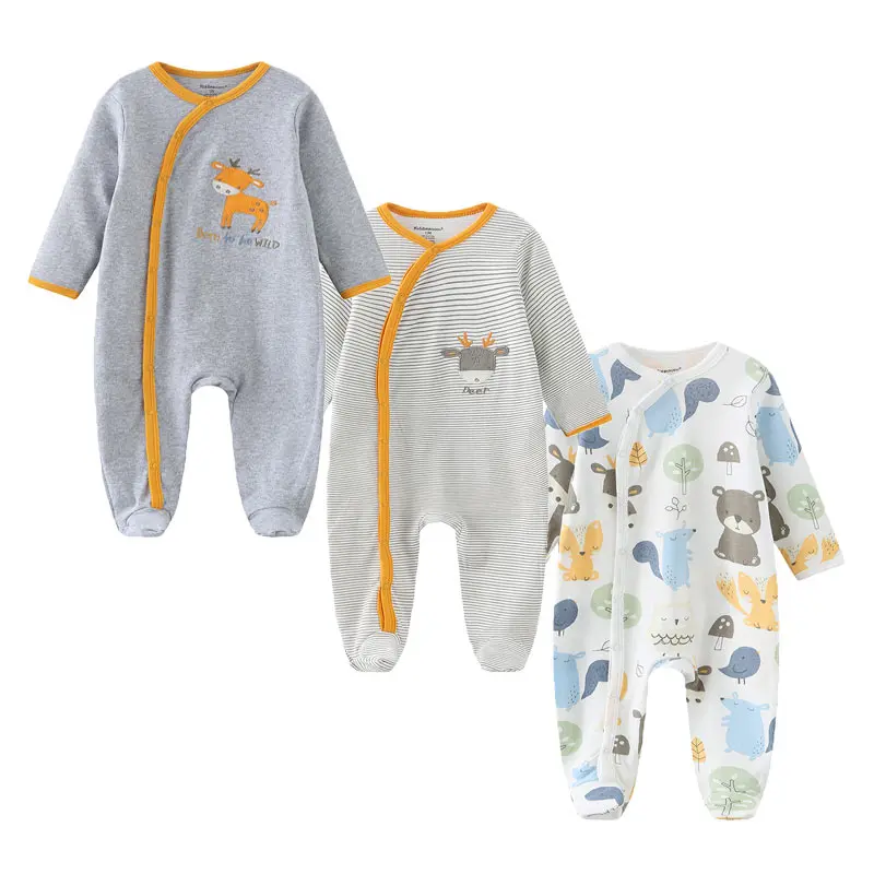 Cozy Autumn Cotton Rompers – Newborn 3-Pack - Image 13