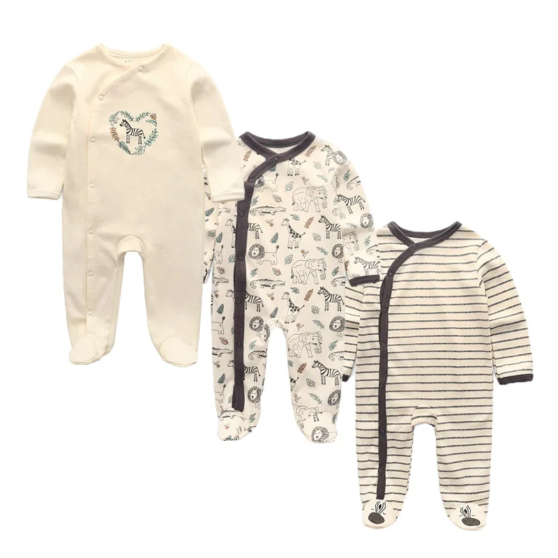 Cozy Autumn Cotton Rompers – Newborn 3-Pack - Image 2