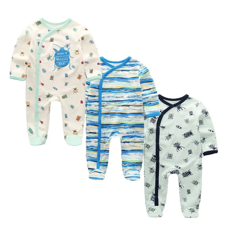 Cozy Autumn Cotton Rompers – Newborn 3-Pack - Image 3