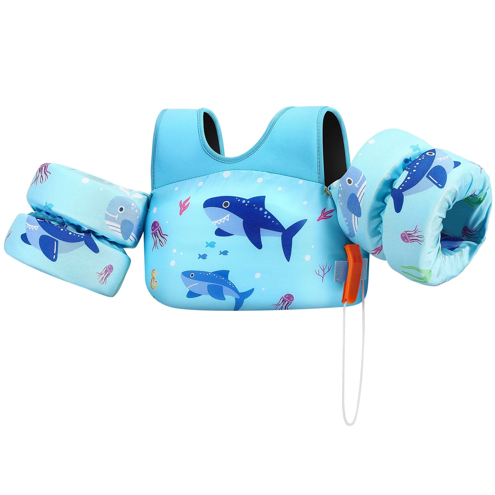 Kids Life Vest with Foam Arm Floats & Safety Whistle - Image 11