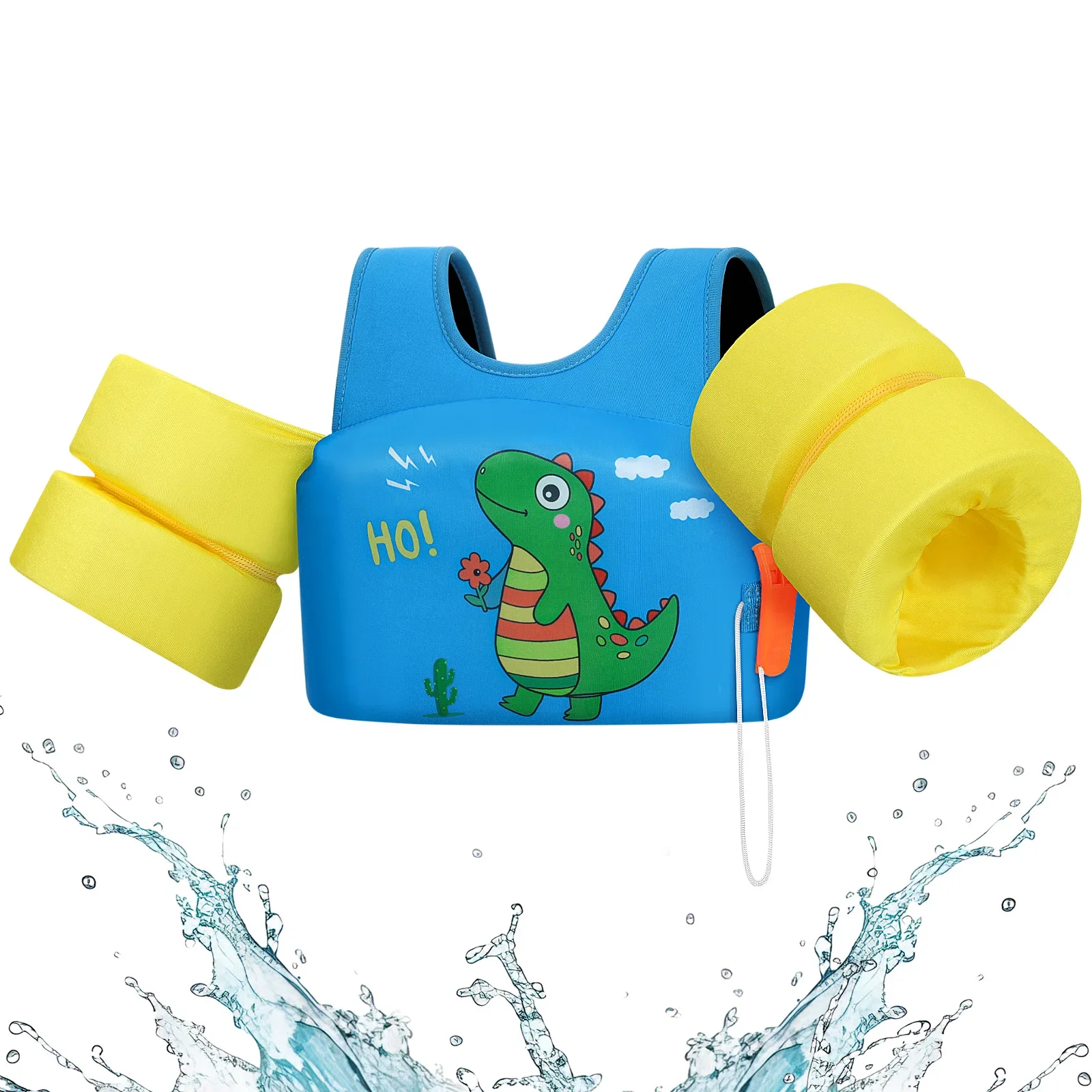 Kids Life Vest with Foam Arm Floats & Safety Whistle - Image 18