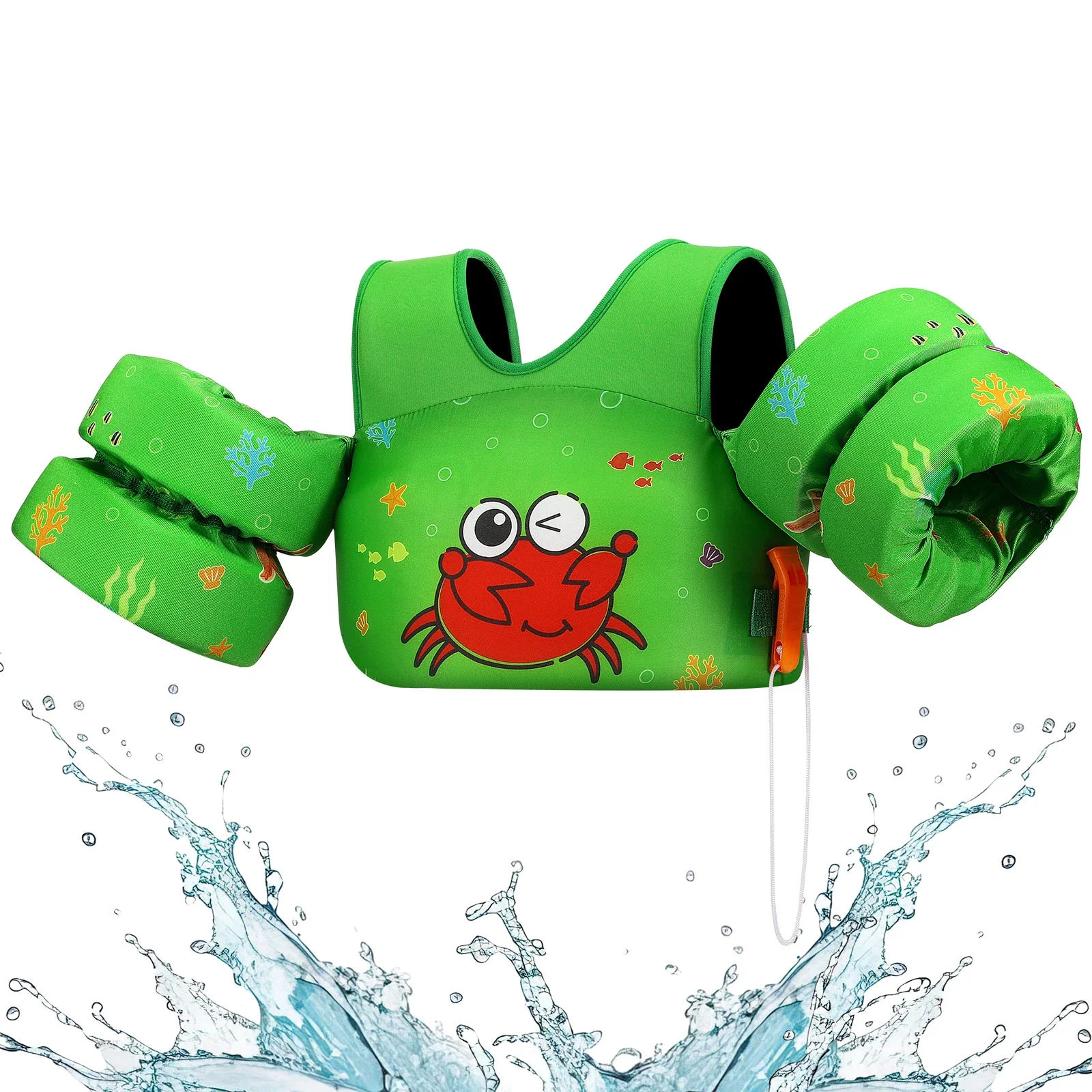 Kids Life Vest with Foam Arm Floats & Safety Whistle - Image 22