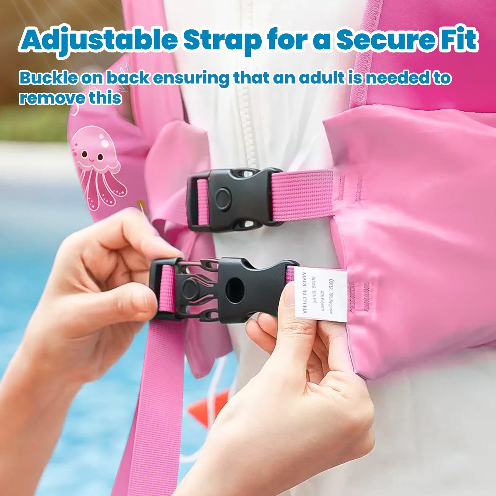Kids Life Vest with Foam Arm Floats & Safety Whistle - Image 5