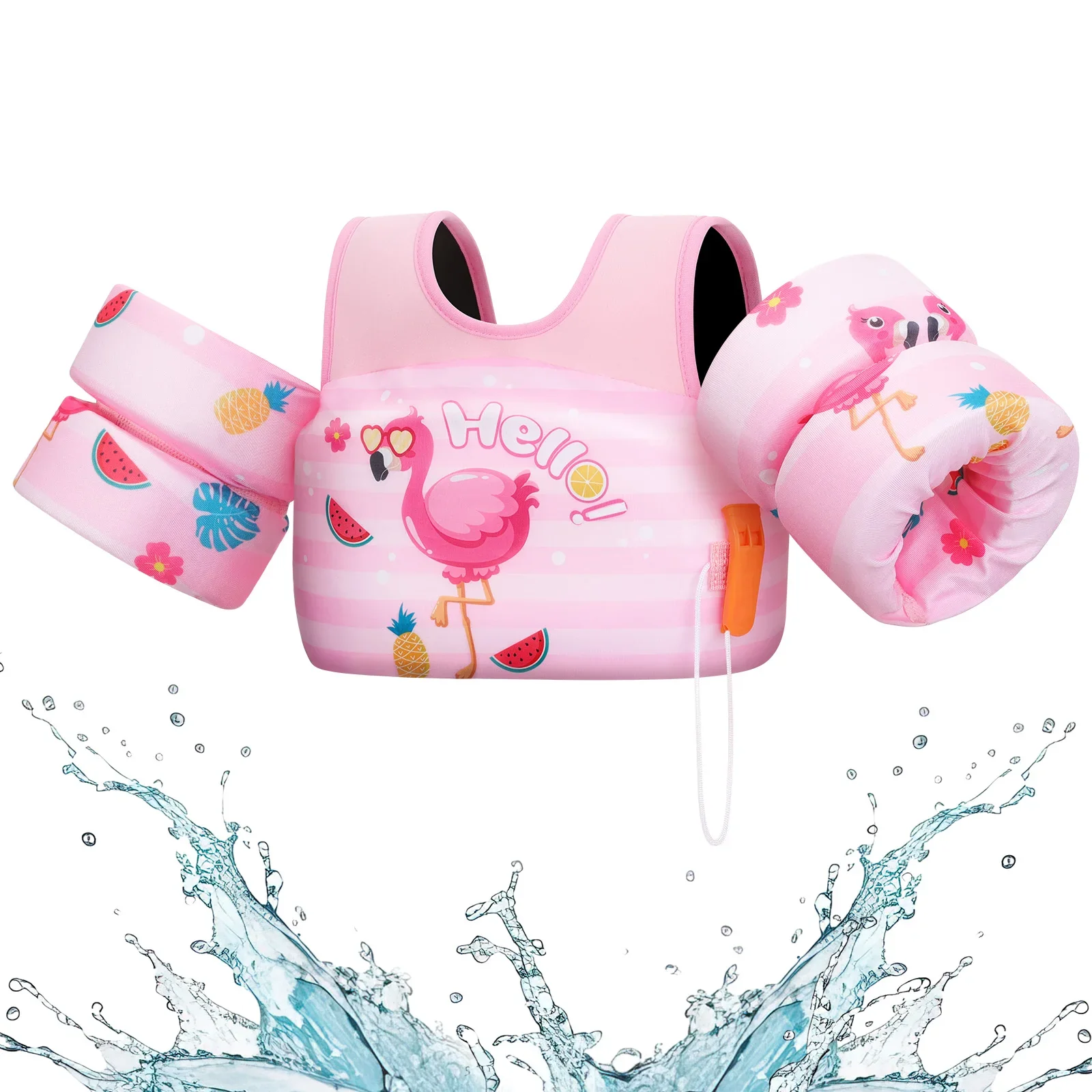 Kids Life Vest with Foam Arm Floats & Safety Whistle - Image 7