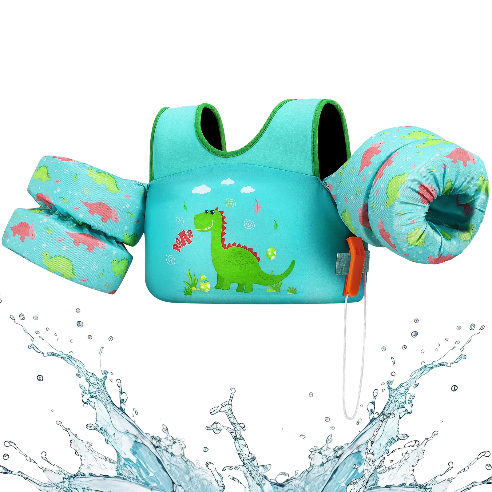 Kids Life Vest with Foam Arm Floats & Safety Whistle - Image 8