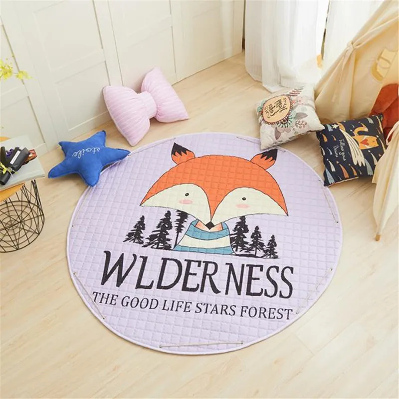 Round Kids Room Carpet – Nordic Animal Play Mat 150cm - Image 10