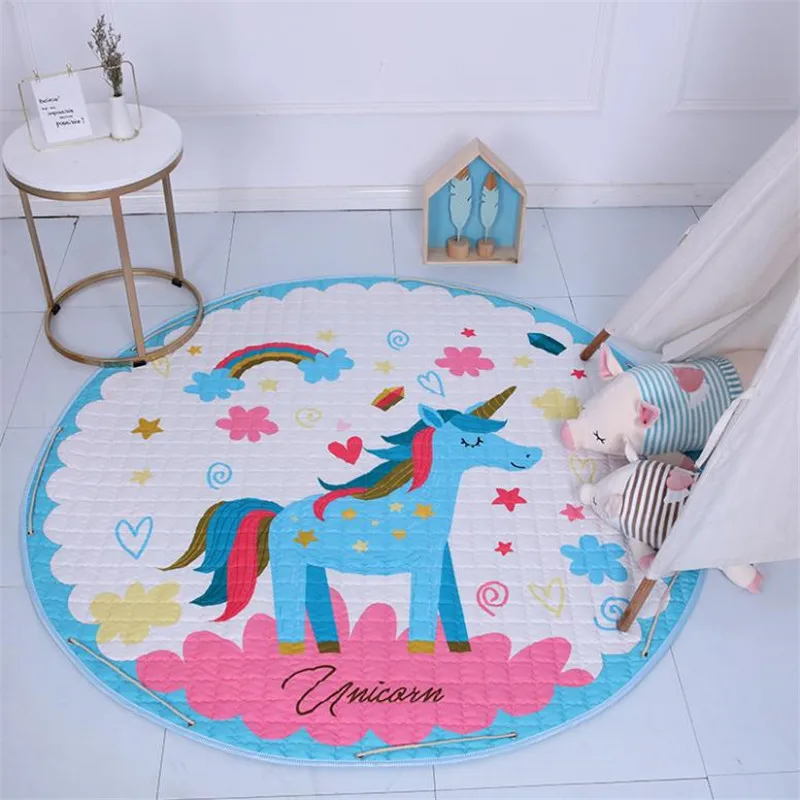 Round Kids Room Carpet – Nordic Animal Play Mat 150cm - Image 11