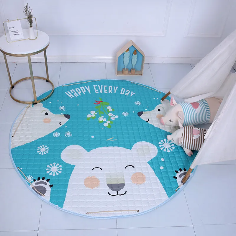 Round Kids Room Carpet – Nordic Animal Play Mat 150cm - Image 12