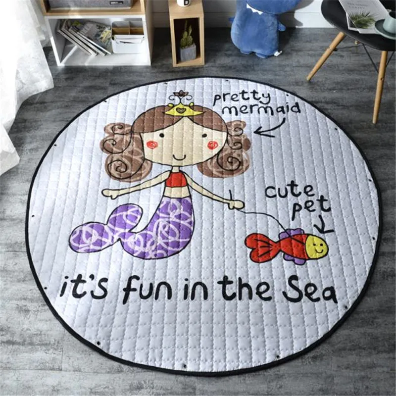 Round Kids Room Carpet – Nordic Animal Play Mat 150cm - Image 14