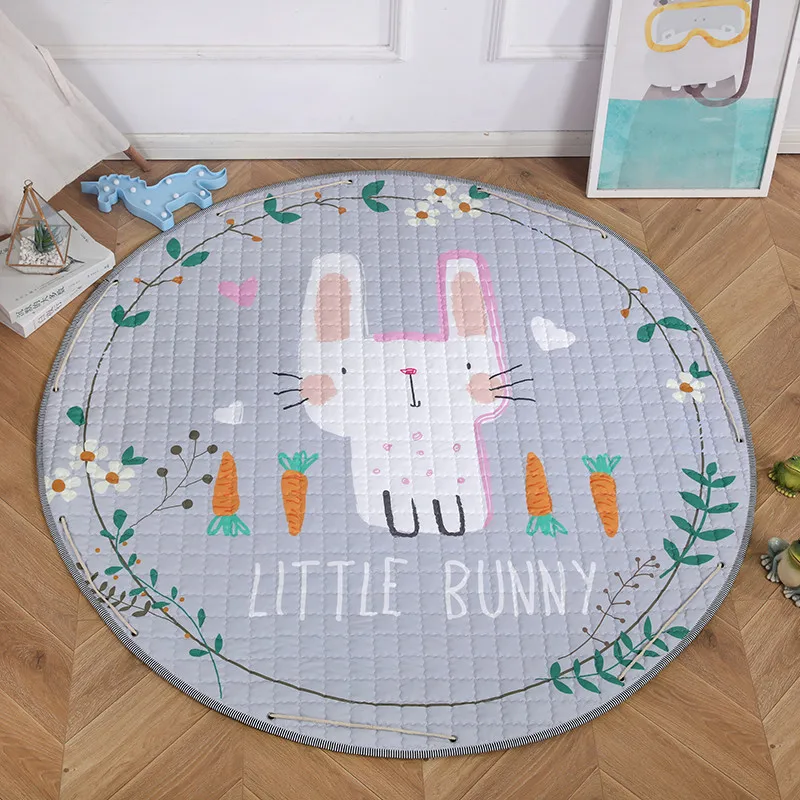 Round Kids Room Carpet – Nordic Animal Play Mat 150cm - Image 15