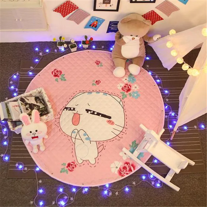 Round Kids Room Carpet – Nordic Animal Play Mat 150cm - Image 17