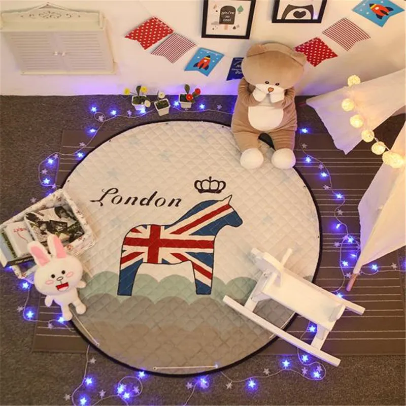 Round Kids Room Carpet – Nordic Animal Play Mat 150cm - Image 24