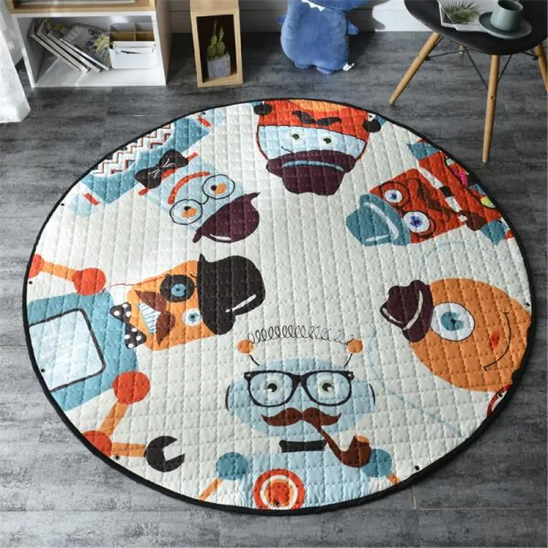 Round Kids Room Carpet – Nordic Animal Play Mat 150cm - Image 25