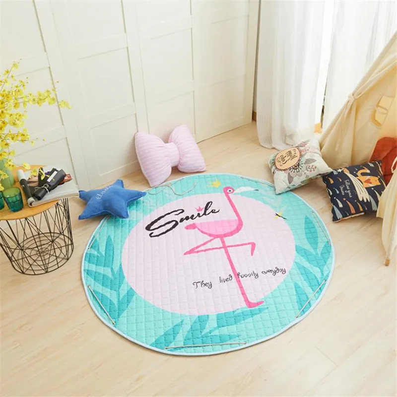 Round Kids Room Carpet – Nordic Animal Play Mat 150cm - Image 28
