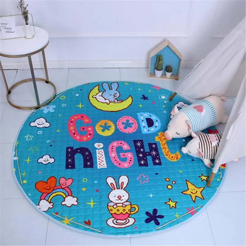Round Kids Room Carpet – Nordic Animal Play Mat 150cm - Image 31