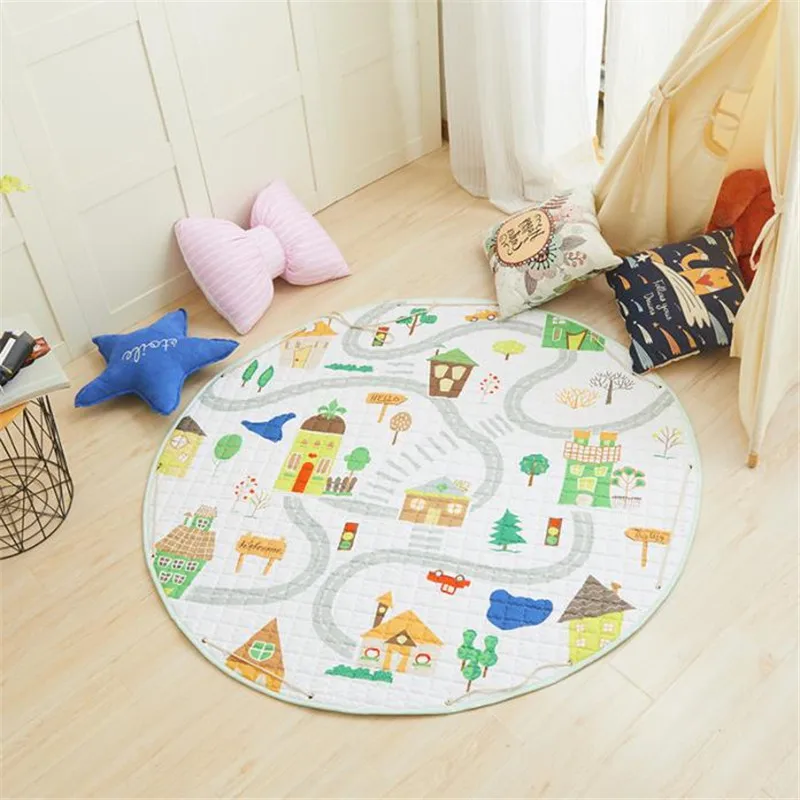 Round Kids Room Carpet – Nordic Animal Play Mat 150cm - Image 34