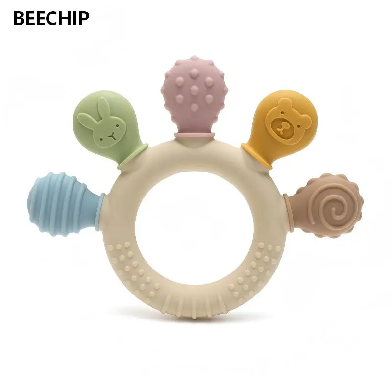 Silicone Baby Ring Teether – Colourful Gum Soother