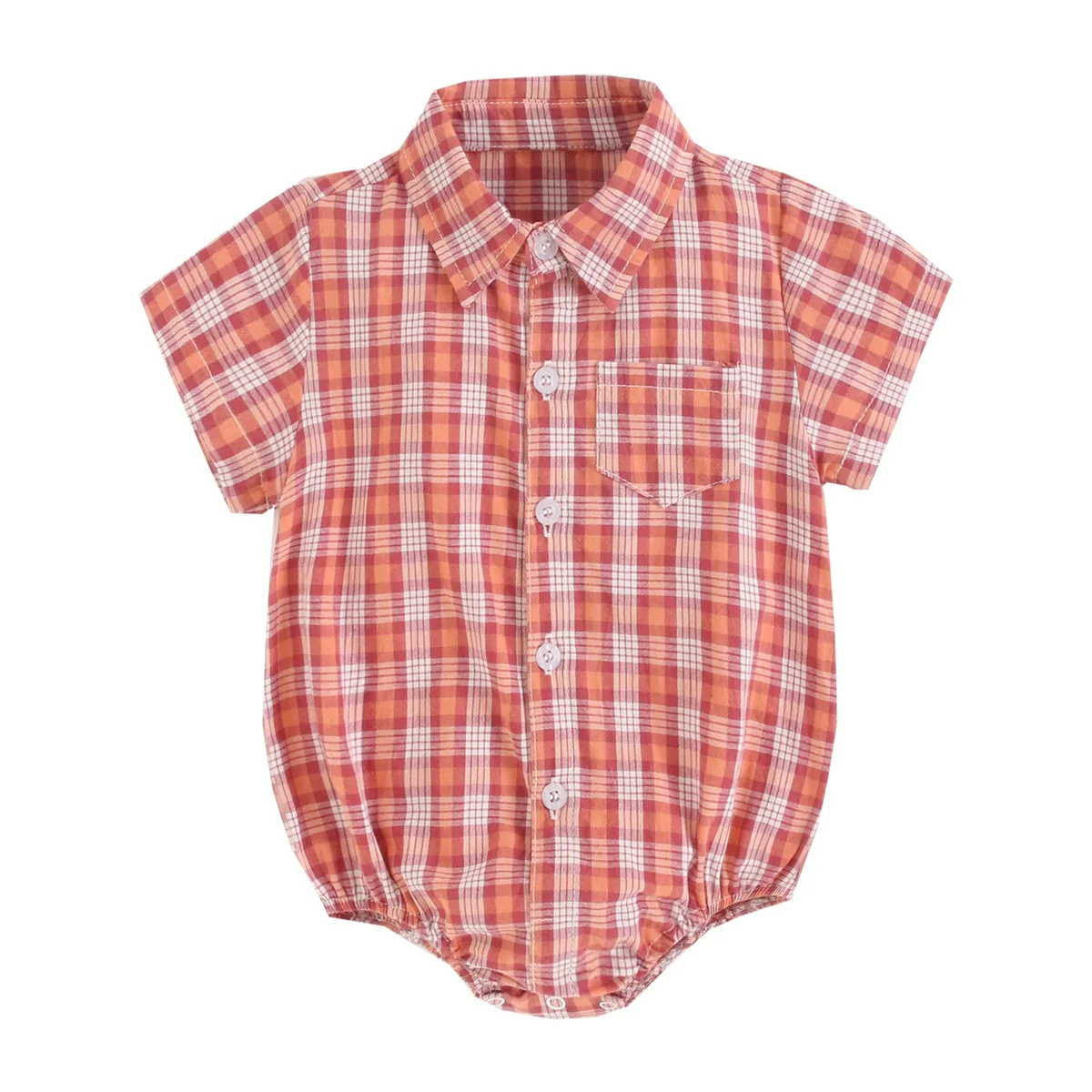 Baby Boy Plaid Bodysuit – Soft Summer Cotton Onesie - Image 12