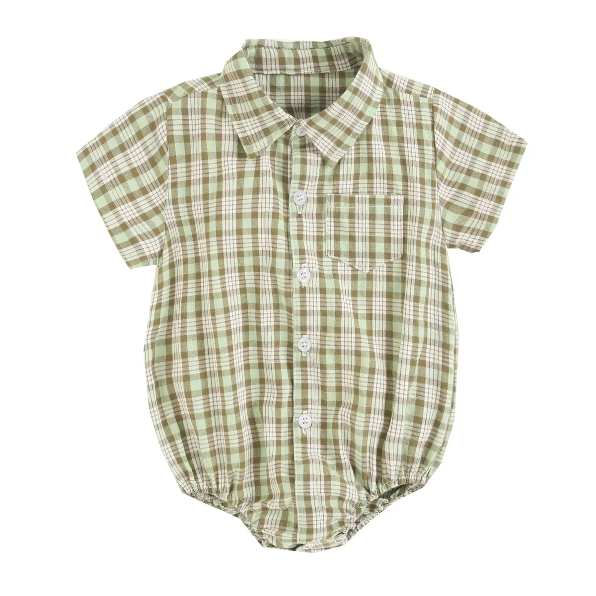 Baby Boy Plaid Bodysuit – Soft Summer Cotton Onesie - Image 14