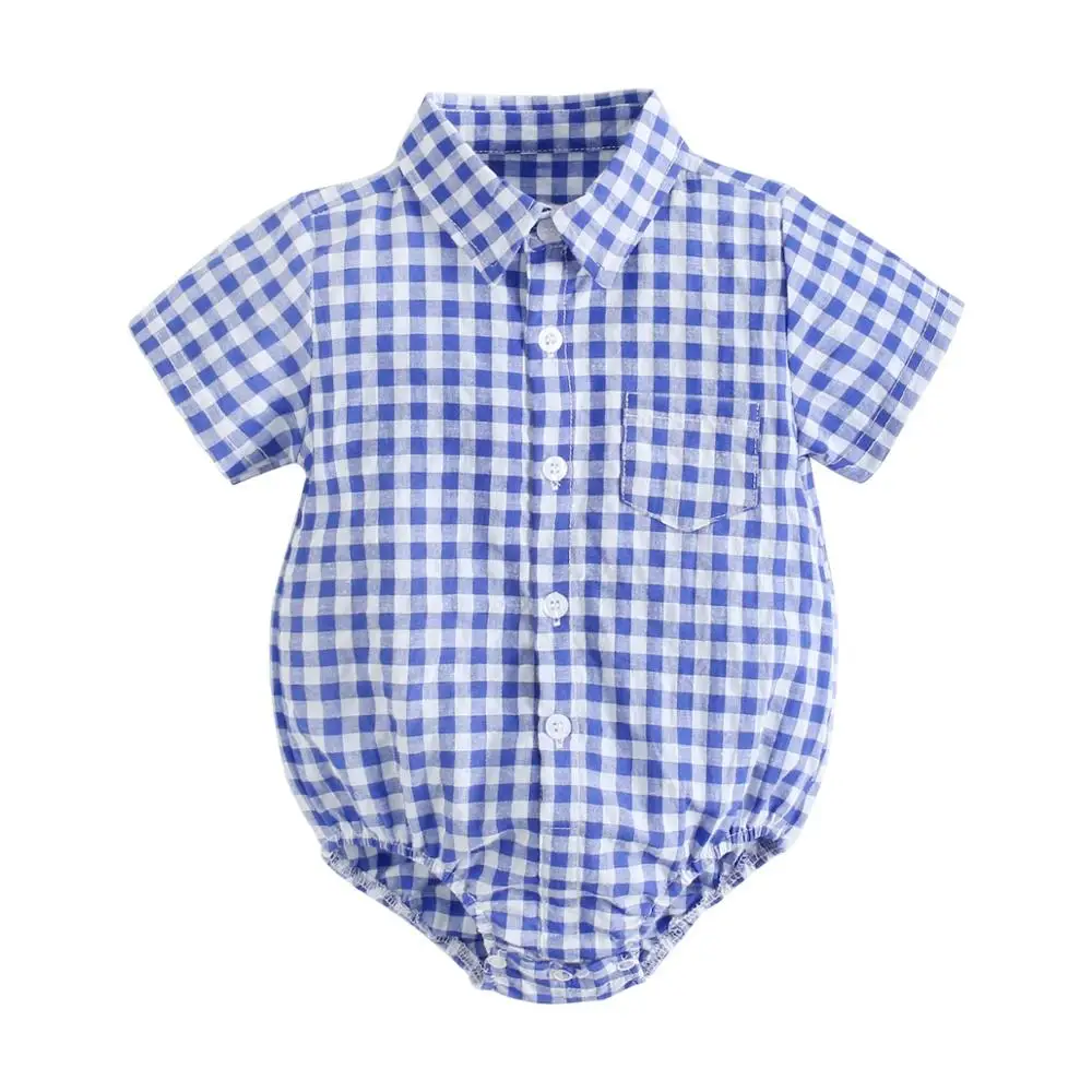 Baby Boy Plaid Bodysuit – Soft Summer Cotton Onesie - Image 15