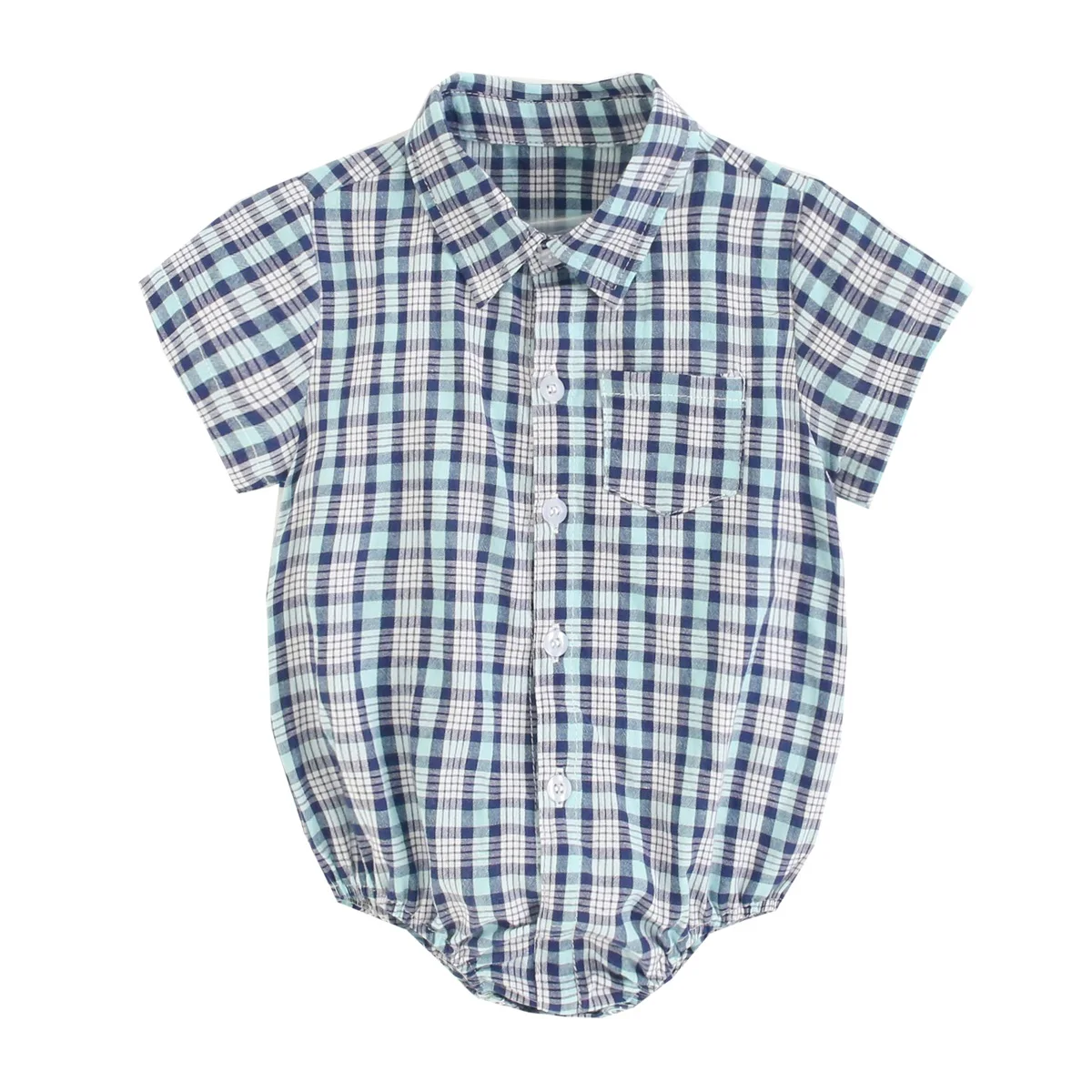 Baby Boy Plaid Bodysuit – Soft Summer Cotton Onesie - Image 17