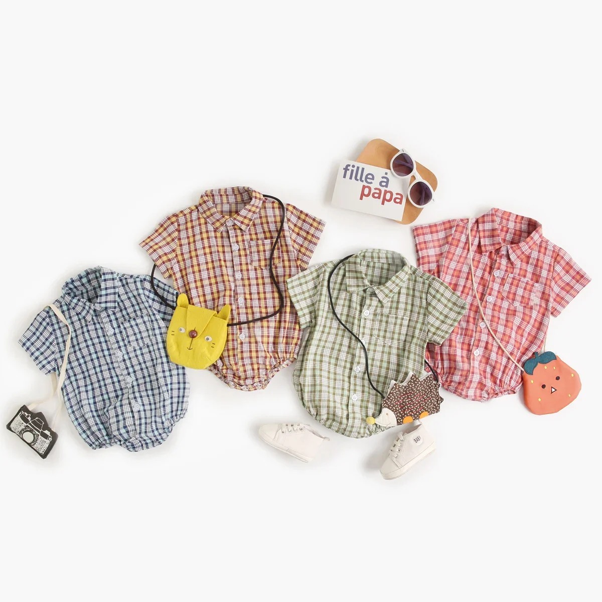 Baby Boy Plaid Bodysuit – Soft Summer Cotton Onesie - Image 5