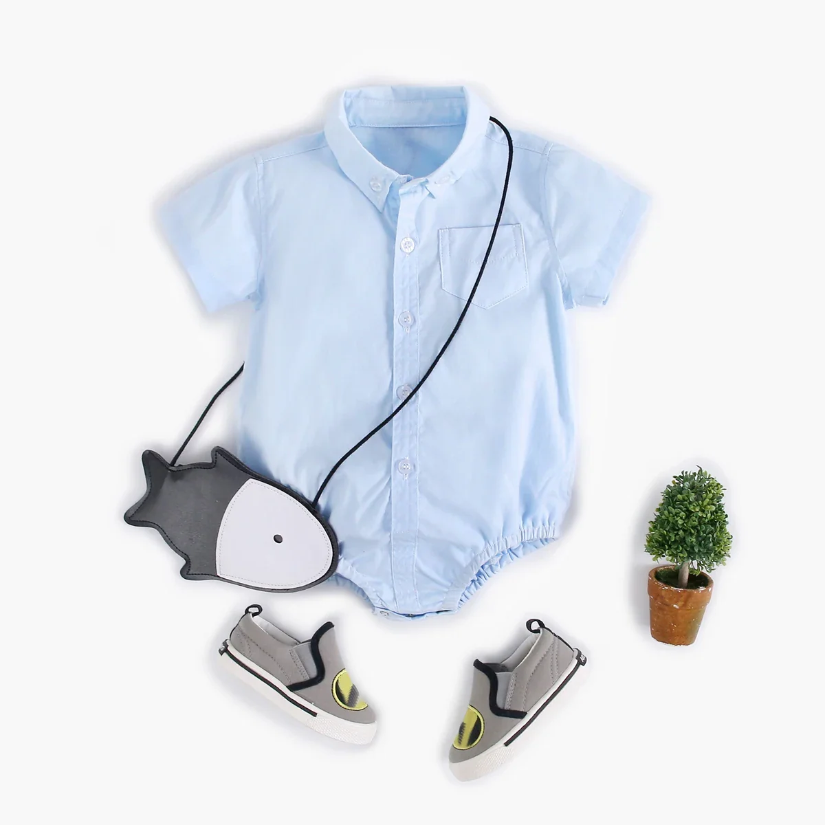 Baby Boy Plaid Bodysuit – Soft Summer Cotton Onesie - Image 6