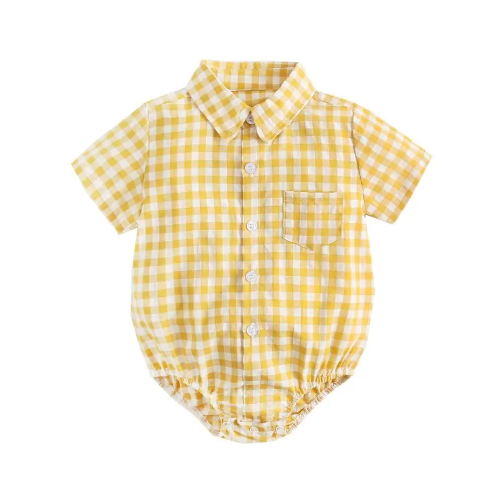 Baby Boy Plaid Bodysuit – Soft Summer Cotton Onesie - Image 8