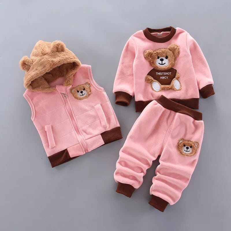 Thick Fleece Cartoon Bear Jacket Vest Pants - Image 2