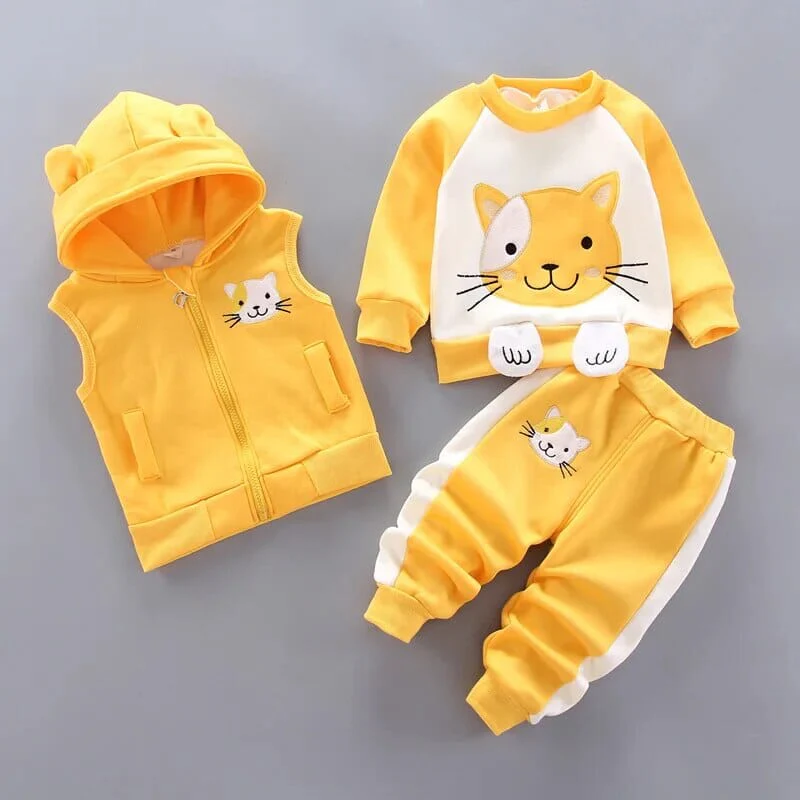 Thick Fleece Cartoon Bear Jacket Vest Pants - Image 5