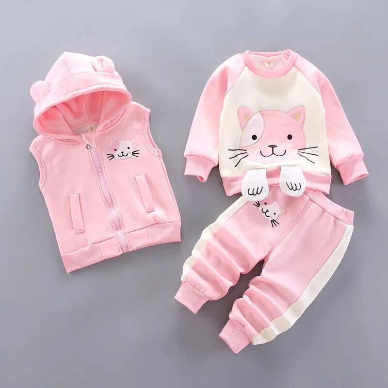 Thick Fleece Cartoon Bear Jacket Vest Pants - Image 7