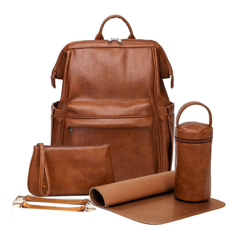 Vegan Leather Diaper Bag Backpack - Image 5