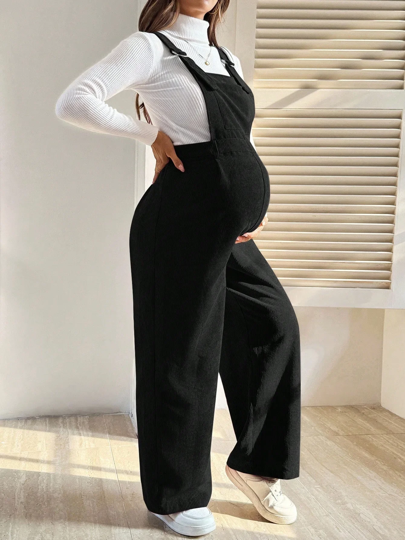 Maternity Corduroy Jumpsuit – Suspender Pants - Image 6