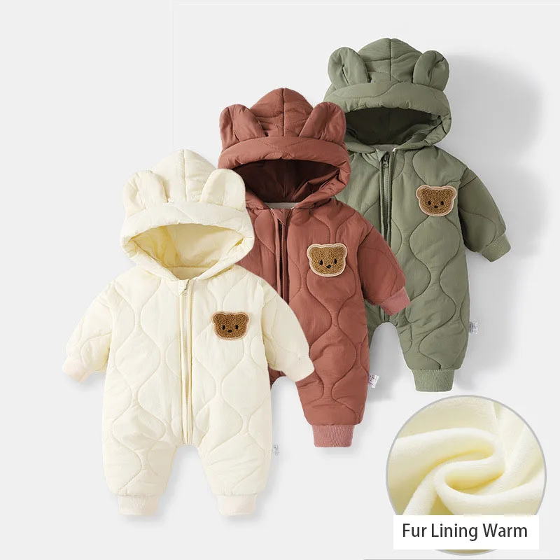 Baby Winter Romper – Cartoon Bear Jumpsuit