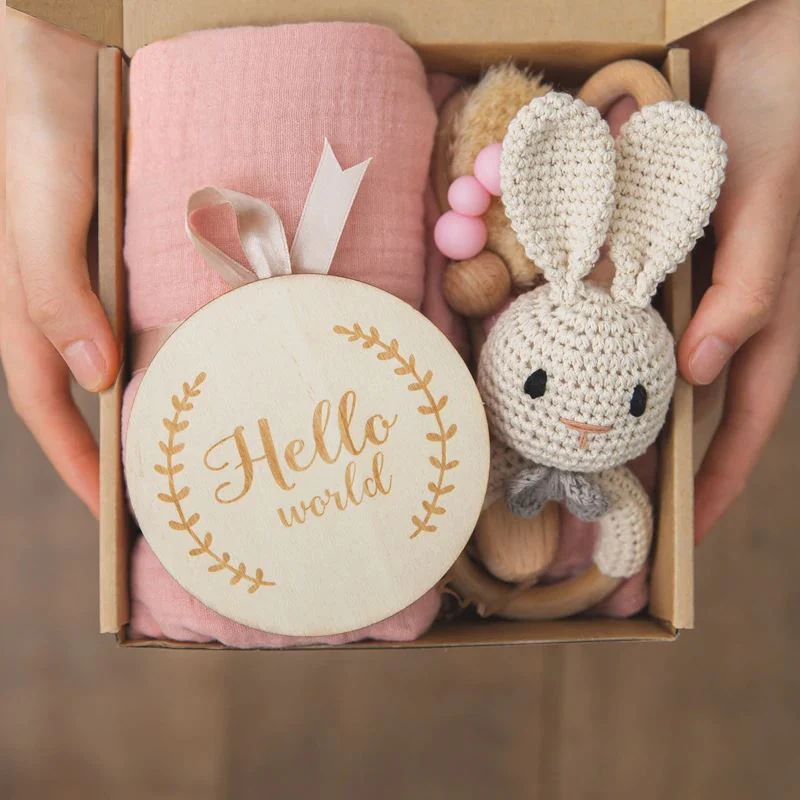 Wooden Rattles Cotton Blanket Baby Gift Set - Image 12