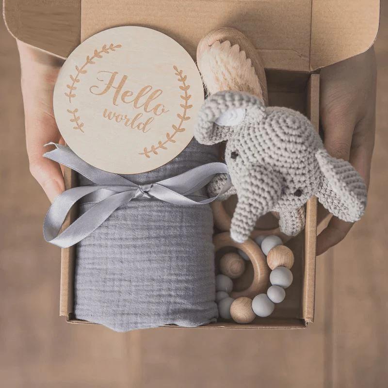 Wooden Rattles Cotton Blanket Baby Gift Set - Image 2
